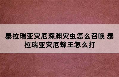 泰拉瑞亚灾厄深渊灾虫怎么召唤 泰拉瑞亚灾厄蜂王怎么打